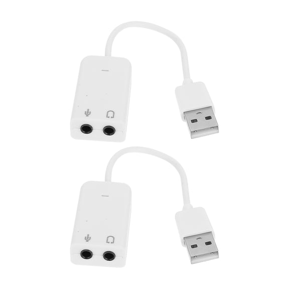 RENACLIPY 2Pcs Durable Sound Card for Computer External Independent Audio with Noise Reduction White