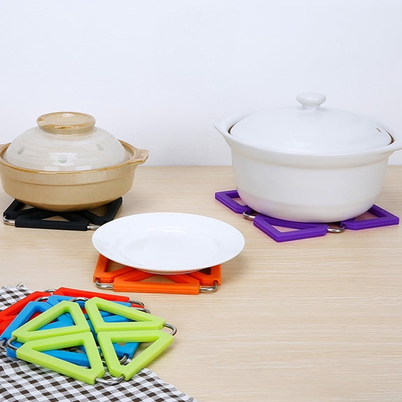 RENACLIPY 2-Pack Silicone Hot Pot Holders with Foldable Table Pads and Steel Frame, Orange