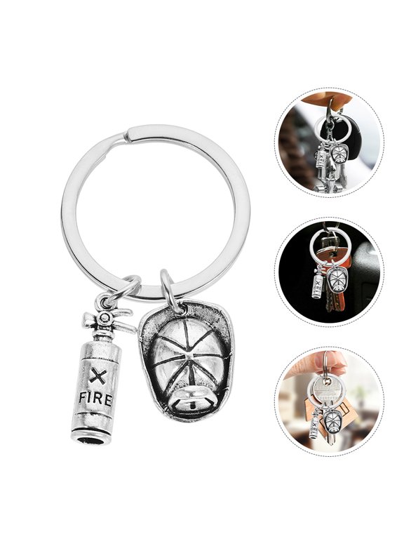 2Pcs Keyring Firefighter Shape Zinc Alloy Ornament for Parties