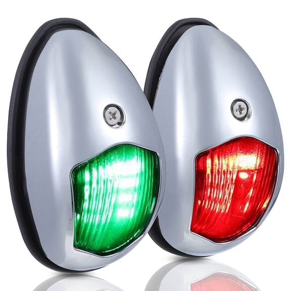 RENACLIPY 2Pcs Marine LED Bow Lights Plated Silver Sealed Waterproof Lamp for Pontoon Yacht and Fishing Boats