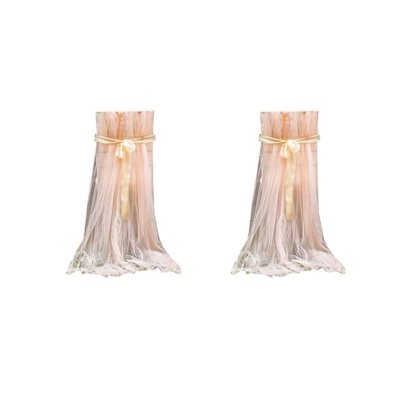 RENACLIPY 2-Pack Lightweight Khaki Mesh Tulle Chair Covers with Ribbon Bows for Elegant Wedding and Party Chair Decoration