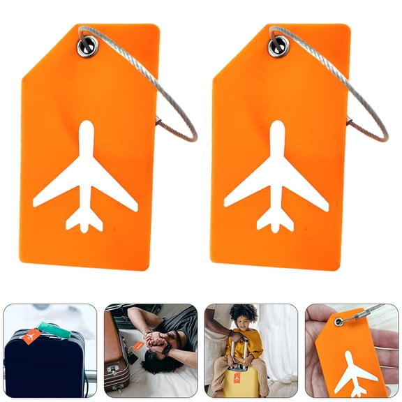 RENACLIPY Orange PVC Luggage Tags, 2-Pack Reinforced ID Holders for Decoration and Easy Identification