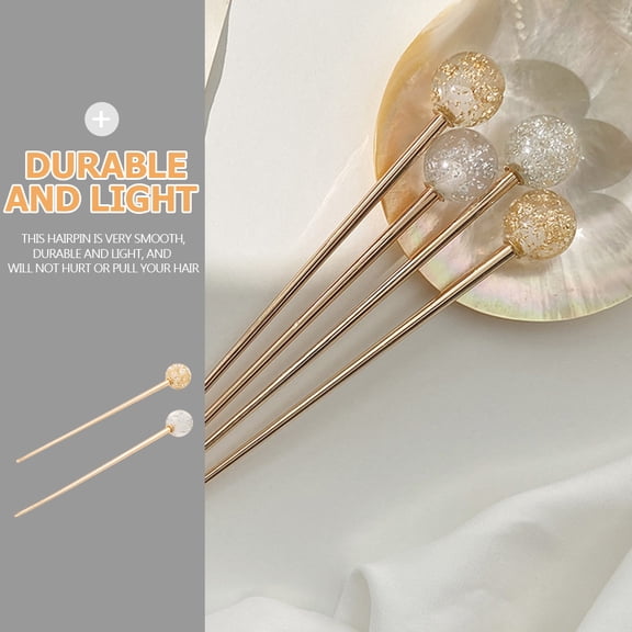 RENACLIPY 2Pcs Metal Hair Bun Stick Comfortable Hairpin for Thick Curly Hair Bun Styling