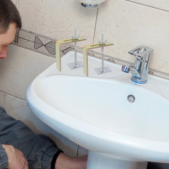 RENACLIPY 2Pcs Metal Undermount Sink Support Brackets with Concealed Installation for Ceramic Basins