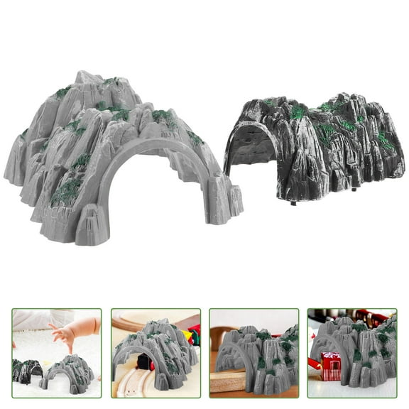 RENACLIPY Decorative Tunnel Model for Railway Scenery, Assorted Color Plastic Garden Decor, 2 Pieces Set