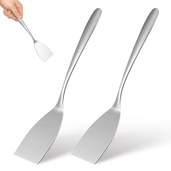 RENACLIPY 2-Pack Stainless Steel Multipurpose Frying Spatulas, Kitchen Cooking Tools, Plated, Practical and Easy to Use
