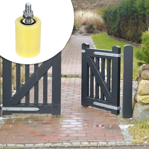 RENACLIPY 2-Pack Yellow Nylon Sliding Gate Wheels with Pulley Blocks for Smooth Rail Door Replacement