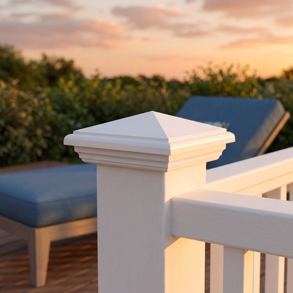 RENACLIPY 2Pcs Outdoor White Vinyl Fence Post Caps Pyramid Top Square Post Covers for Fence Posts