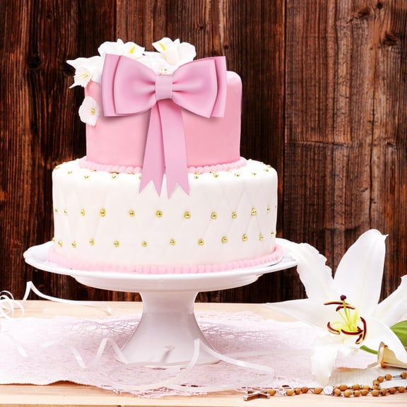 RENACLIPY 2Pcs Pink Bow Birthday Cake Toppers Large Eva Bowknot for Princess Cake Decorations