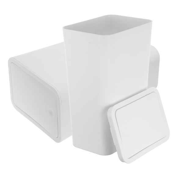 RENACLIPY 2-Pack White Plastic Trash Bin with Press Lid, Design for Living Room, Office, Kitchen, Bathroom