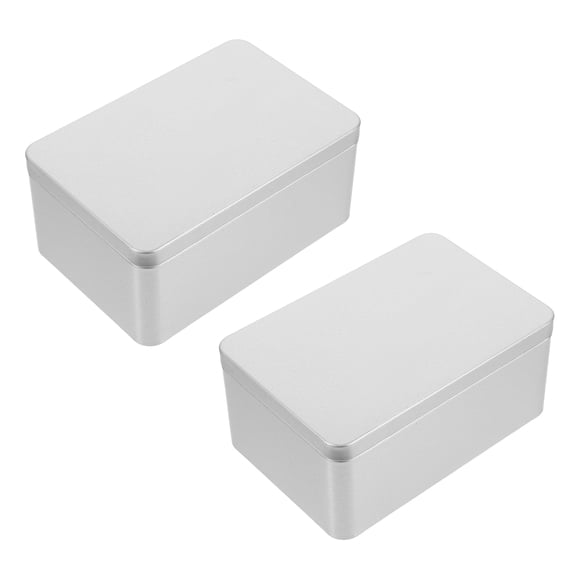 RENACLIPY Set of 2 Plated Rectangular Tin Boxes with Lids, Portable Storage Organizer for Sewing Supplies and Small Tools