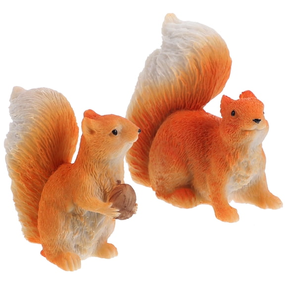RENACLIPY Set of 2 Resin Squirrel Figurines in Mixed Colors for Indoor and Outdoor Decoration