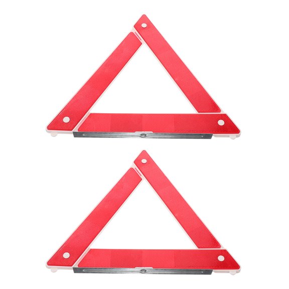 RENACLIPY 2Pcs Roadside Warning Triangle Sign with Enhanced Night Visibility and Foldable Red Plastic Frame