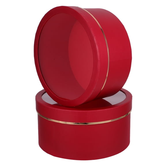 RENACLIPY Set of 2 Red Flower Storage Boxes with Lids for Bouquets and Floral Arrangements, Decorative Packaging