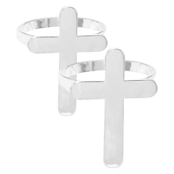 RENACLIPY 2Pcs Silver Cross Napkin Rings Alloy Napkin Holder for Dining Table and Wedding Decor