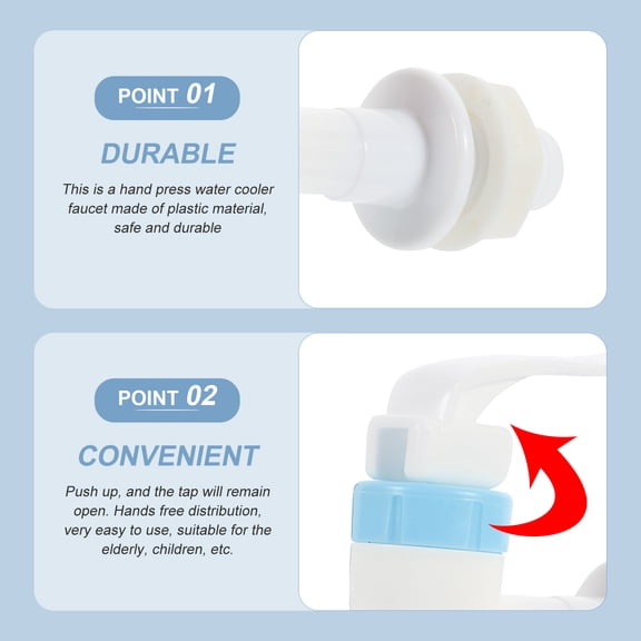 RENACLIPY 2Pcs Smooth Plastic Faucet Tap for Water Dispenser Easy Maintenance and Installation