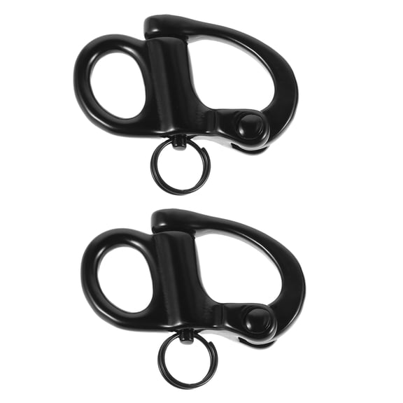 RENACLIPY Sailboat Hardware, Stainless Steel Snap Shackle, Black, Quick Release, 2Pcs