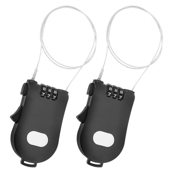 RENACLIPY 2Pcs Retractable Cable Lock for Daily Use Adjustable Black Snowboard and Bike Security
