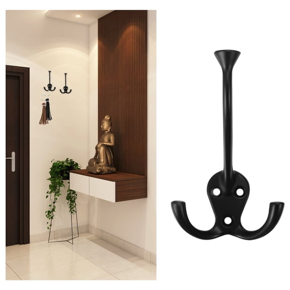 RENACLIPY Double Metal Coat Hooks, Wall Mount Hangers for Home Organization, Easy to Install, Set of 2 Hooks