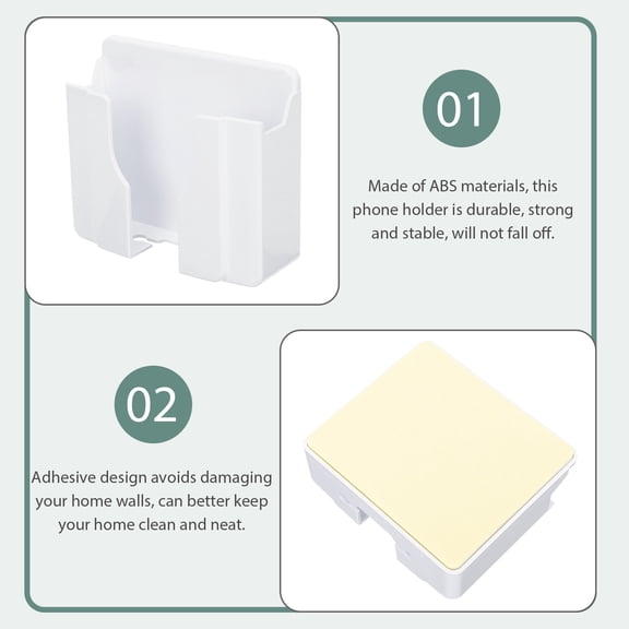 RENACLIPY 2-Pack White ABS Wall Mount Remote Holder Stand with Adhesive, Wall Organizer for Easy Access