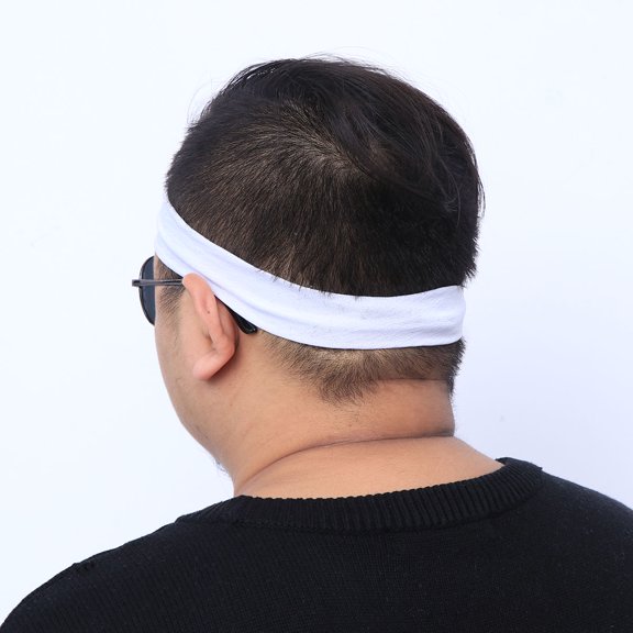 RENACLIPY 2Pcs White Dance Biker Headband Stretchy Cloth Sweat Absorbing Band for Active Wear