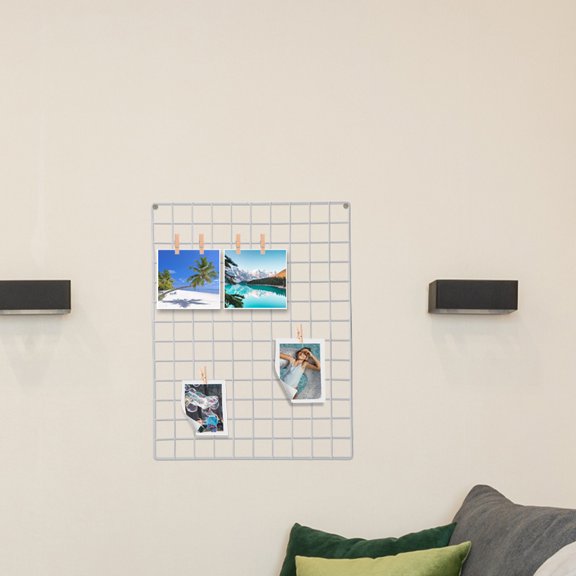 RENACLIPY 2Pcs White Metal Wire Wall Grid Panel for Multipurpose Photo Display and Wall Decoration