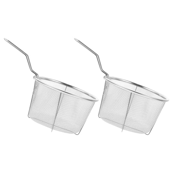 RENACLIPY Set of 2 Plated Stainless Steel Deep Fry Baskets with Handles, Mesh Cooking Baskets for Home Kitchen Use