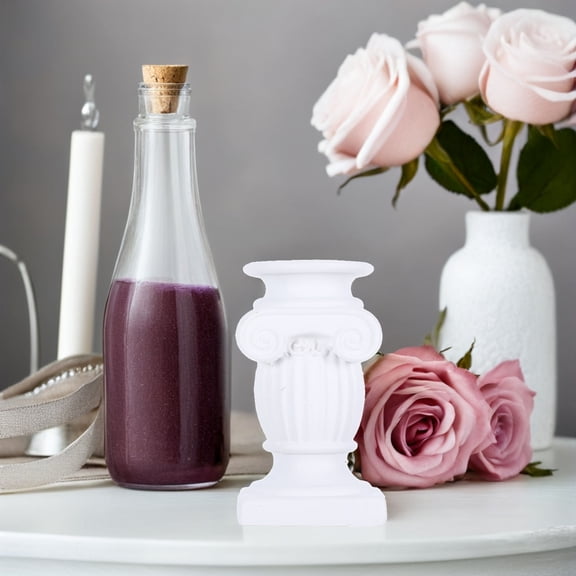 RENACLIPY White Resin Roman Column Candle Holders Set of 2 Nordic Style Home Decor Wedding Centerpieces