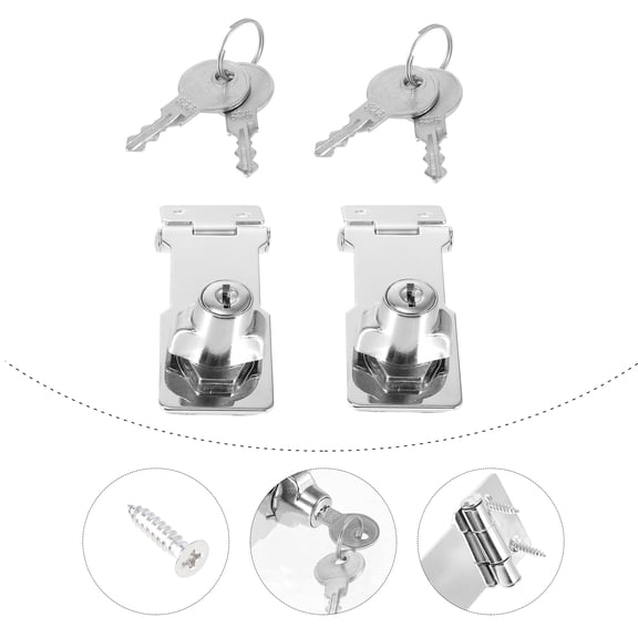 RENACLIPY Keyed Hasp Lock for Cabinets, Stainless Steel, Silver, Easy Installation, 2Sets