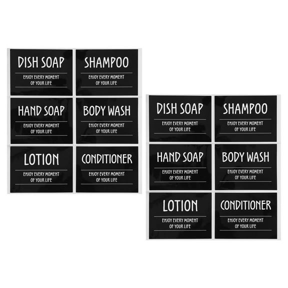 RENACLIPY Self-Adhesive PVC Laundry Labels for Bathroom Shampoo Body Wash Bottles 2 Sets
