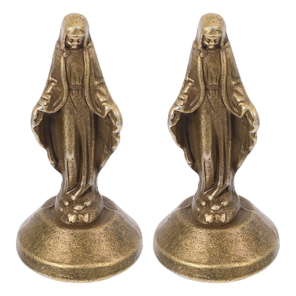 RENACLIPY Set of 2 Golden Brass Mary Figurines, Detailed Craftsmanship, Versatile and Spiritual Home Decor