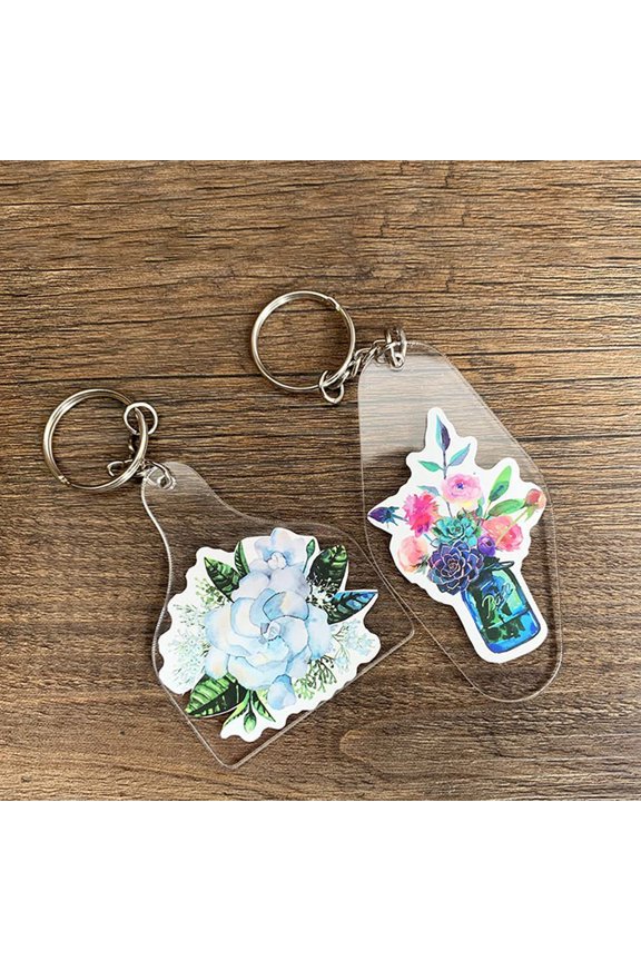 30 Sets Keyring Tags Acrylic Light Grey Retro Key Decoration For School Activities