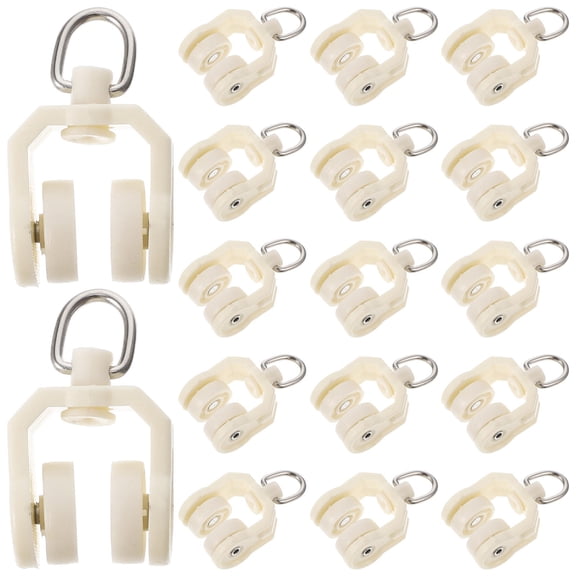 RENACLIPY 30Pcs Curtain Track Rollers with Hook Beige Plastic and Metal Smooth Silent Runner for Curtains and Drapes
