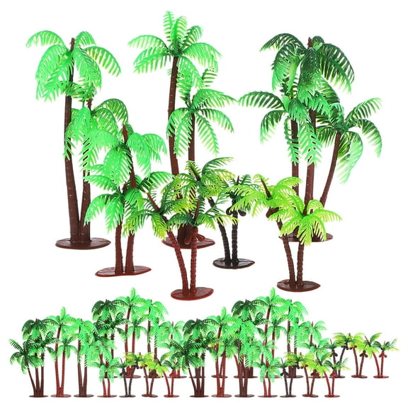 RENACLIPY 31-Piece Mini Plastic Coconut Tree Set with Realistic Look for Dioramas, Model Trains, Landscape and Garden Decoration