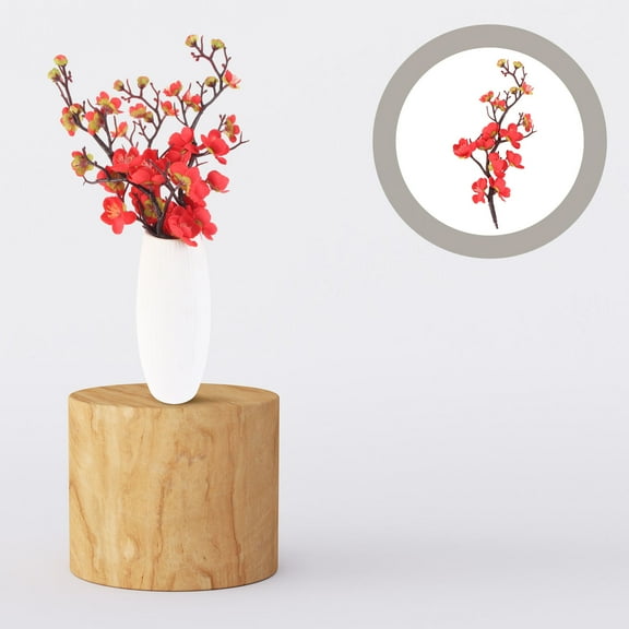 RENACLIPY Artificial Wintersweet Red Silk Flower Props for Home and Wedding 3Pcs