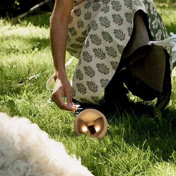 RENACLIPY 3Pcs Golden Stainless Steel Gazing Balls Decorative Outdoor Hollow Mirror Sphere