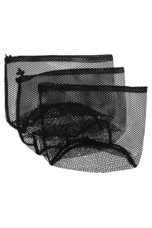 3Pcs Large Black Mesh Laundry Bags with Drawstring Breathable Heavy Duty Storage for Clothes