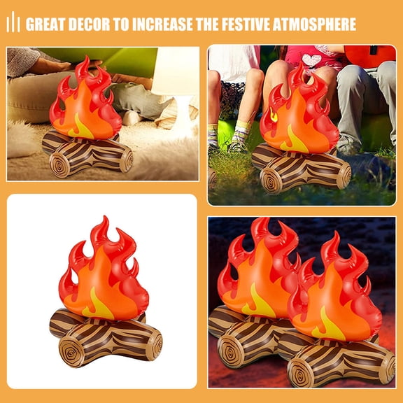 RENACLIPY 3Pcs Portable Inflatable Campfire Prop Red PVC for Camping and Holiday Events