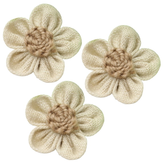 RENACLIPY 3Pcs Khaki Burlap Lace Flowers for Rustic Wedding Decor and DIY Craft Making Decoration