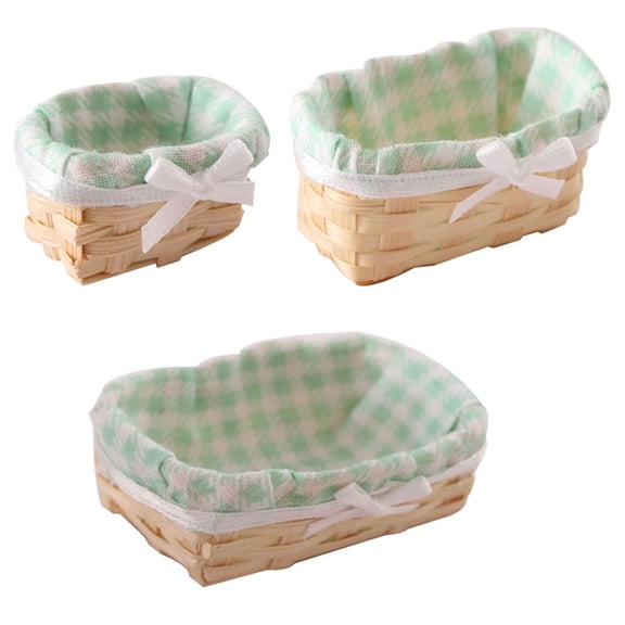 RENACLIPY 3Pcs Little Baskets Mini Storage Baskets Green Home Decor for Office