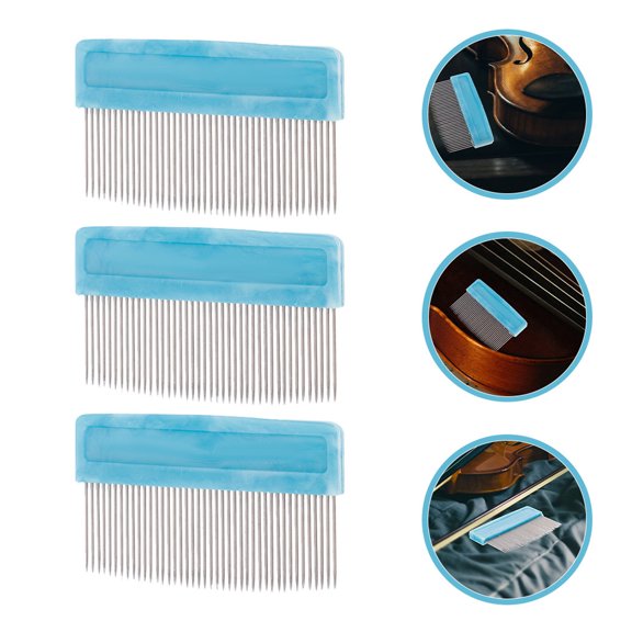 RENACLIPY 3Pcs Metal Bow Hair Combs Silver for Violin Bow Making Tool