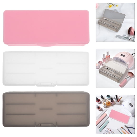 RENACLIPY 3Pcs Portable Plastic Nail Tool Storage Box Double Layer Organizer Case Assorted Colors