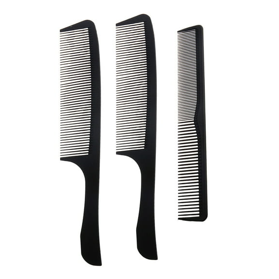 RENACLIPY 3Pcs Portable Black Hair Comb Kit Resin Material Two-End Design for Hairdressing and Styling
