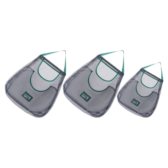 RENACLIPY 3-Pack Reusable Grey Mesh Hanging Storage Bags for Kitchen Vegetables, Garlic, Onion Organizer