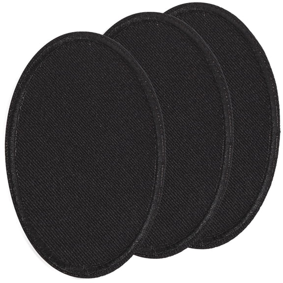 RENACLIPY 3-Pack Black Self-Adhesive Oval Clothing Repair Patches for Fabric Mending, Sewing, and Craft Projects