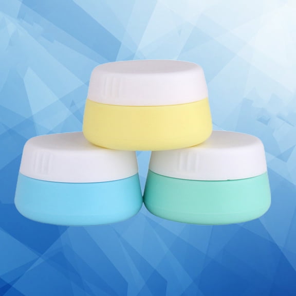 RENACLIPY 3Pcs Silicone Cream Jars with Plastic Lid Portable Lotion Jars for Storage Use Assorted Color