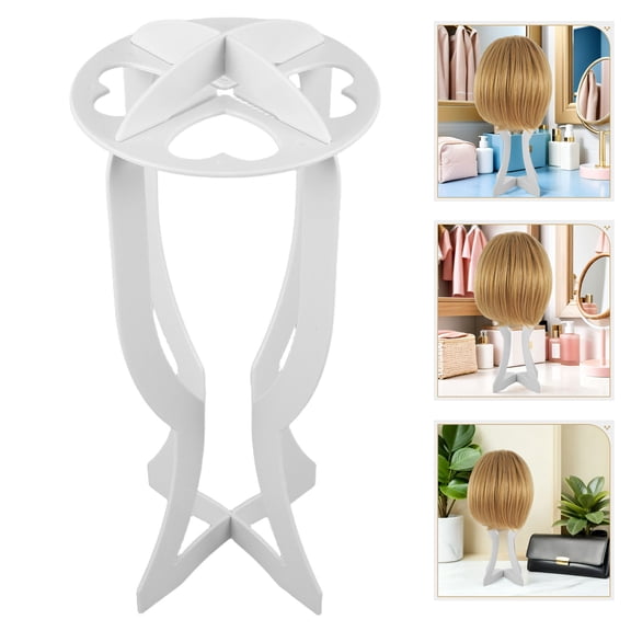 RENACLIPY 3Pcs White Plastic Wig Stand Stable Support Portable Rack for Styling and Display