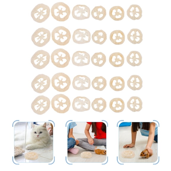 RENACLIPY 40Pcs White Loofah Slices for Small Pet Chewing and Teeth Cleaning