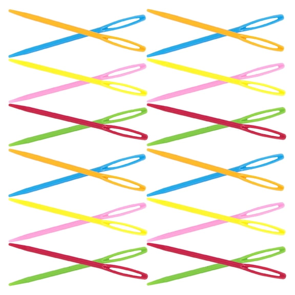 RENACLIPY 40Pcs Safety Plastic Needles with Large Eye Assorted Colors for Sewing Weaving and Handmade Crafts