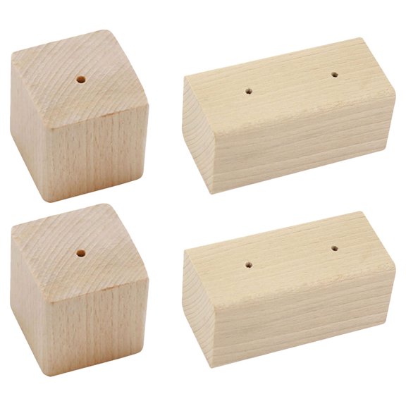RENACLIPY 4Pcs Baking Flower Display Base Wooden Nail Stand Light Yellow Smooth Polished Wood Tool